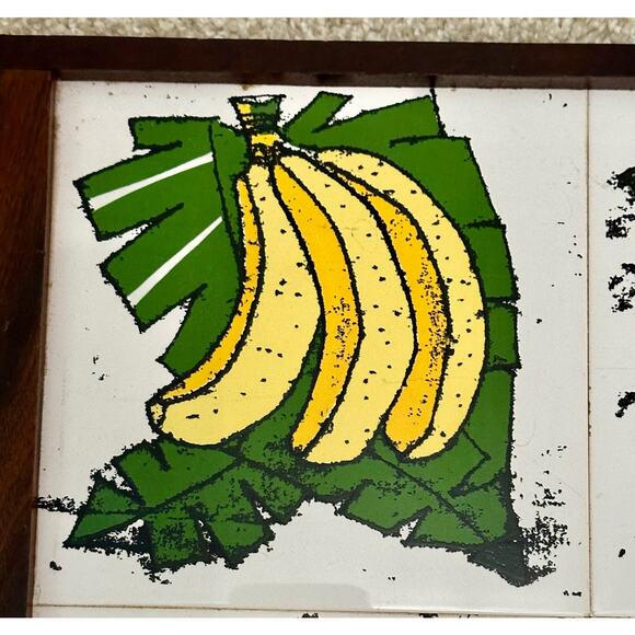 Vintage Midcentury Porcelain Fruit Trivet Tray Board Kitchen Heavy Duty Footed - Picture 2 of 6